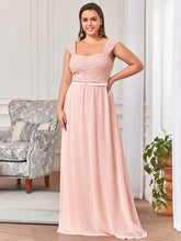 Load image into Gallery viewer, Color=Pink | elegant-a-line-chiffon-wholesale-bridesmaid-dress-with-lace-bodice-ez07704-Pink 1