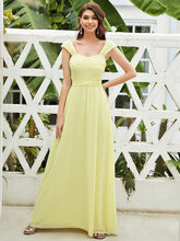 Load image into Gallery viewer, COLOR=Yellow | Elegant A Line Long Chiffon Bridesmaid Dress With Lace Bodice-Yellow 1