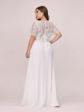 Load image into Gallery viewer, Color=Cream | Plus Size Floral Lace Sequin Print Evening Dresses With Cap Sleeve-Cream 2