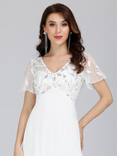 Load image into Gallery viewer, Color=Cream | Floral Lace Sequin Print Evening Dresses With Cap Sleeve-Cream 3