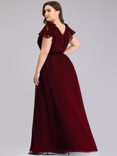 Load image into Gallery viewer, Color=Burgundy | Plus Size Women Floral Sequin Print Fishtail Tulle Dresses Ez07709-Burgundy 2