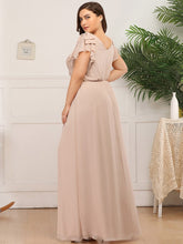 Load image into Gallery viewer, Color=Blush | Plus Size Women Floral Sequin Print Fishtail Tulle Dresses Ez07709-Blush 2