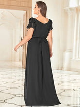 Load image into Gallery viewer, Color=Black | Plus Size Women Floral Sequin Print Fishtail Tulle Dresses Ez07709-Black 2