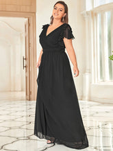 Load image into Gallery viewer, Color=Black | Plus Size Women Floral Sequin Print Fishtail Tulle Dresses Ez07709-Black 3