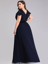 Load image into Gallery viewer, Color=Navy Blue | Plus Size Women Floral Sequin Print Fishtail Tulle Dresses Ez07709-Navy Blue 2