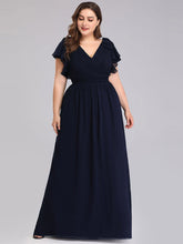 Load image into Gallery viewer, Color=Navy Blue | Plus Size Women Floral Sequin Print Fishtail Tulle Dresses Ez07709-Navy Blue 4