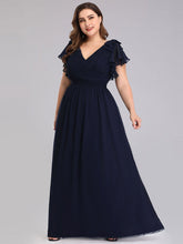 Load image into Gallery viewer, Color=Navy Blue | Plus Size Women Floral Sequin Print Fishtail Tulle Dresses Ez07709-Navy Blue 1