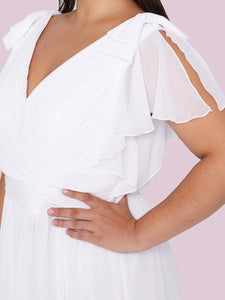 Color=White | V Neck A Line Floor Length Wholesale Bridesmaid Dresses-White 10