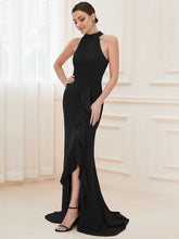 Load image into Gallery viewer, Color=Black | Sleeveless Pencil Wholesale Evening Dresses with Halter Neck-Black 1