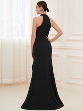 Load image into Gallery viewer, Color=Black | Sleeveless Pencil Wholesale Evening Dresses with Halter Neck-Black 2