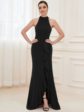 Load image into Gallery viewer, Color=Black | Sleeveless Pencil Wholesale Evening Dresses with Halter Neck-Black 4