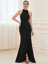 Load image into Gallery viewer, Color=Black | Sleeveless Pencil Wholesale Evening Dresses with Halter Neck-Black 6