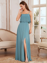 Load image into Gallery viewer, Simple Wholesale Side Split Chiffon Evening Dress with Spaghetti Straps EE00108