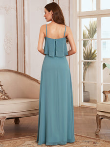 Simple Wholesale Side Split Chiffon Evening Dress with Spaghetti Straps EE00108