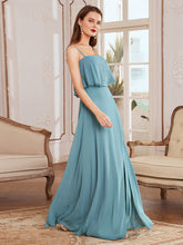 Load image into Gallery viewer, Simple Wholesale Side Split Chiffon Evening Dress with Spaghetti Straps EE00108