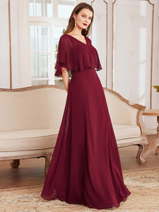 Classy Wholesale Tulip Sleeves with Deep V-neck Evening Dress