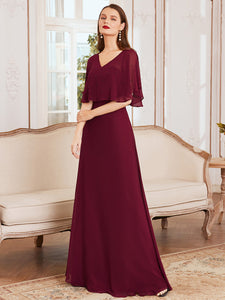Classy Wholesale Tulip Sleeves with Deep V-neck Evening Dress
