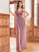Load image into Gallery viewer, Color=Orchid | Stunning Deep V Neck Split Design Wholesale Evening Dresses-Orchid 4