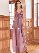 Load image into Gallery viewer, Color=Orchid | Stunning Deep V Neck Split Design Wholesale Evening Dresses-Orchid 1