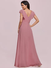 Load image into Gallery viewer, Color=Orchid | Cute V Neck Wholesale Bridesmaid Dress With Ruffles-Orchid 7