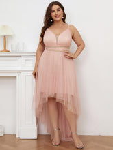 Load image into Gallery viewer, Color=Pink | Modest Wholesale High-Low Tulle Prom Dress For Women-Pink 1