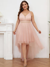 Load image into Gallery viewer, Color=Pink | Modest Wholesale High-Low Tulle Prom Dress For Women-Pink 4