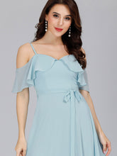 Load image into Gallery viewer, Dainty Chiffon Bridesmaid Dresses Wholesale with Ruffles Sleeves with Side Slit EP00429