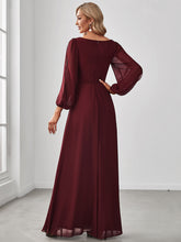 Load image into Gallery viewer, Color=Burgundy | Floor Length Long Lantern Sleeves Wholesale Formal Dresses-Burgundy 2