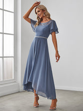 Load image into Gallery viewer, Color=Dusty Navy | Women&#39;S Casual Boat Neck A-Line Midi Dress Wholesale-Dusty Navy 4
