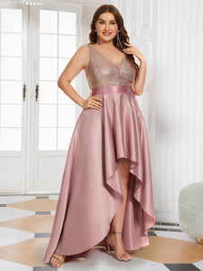Color=Orchid | Sparkly Plus Size Prom Dresses For Women With Irregular Hem-Orchid 3