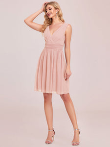 Color=Pink | Double V-Neck Short Party Dress Ep03989-Pink 8