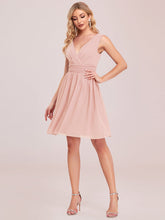 Load image into Gallery viewer, Color=Pink | Double V-Neck Short Party Dress Ep03989-Pink 9