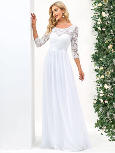 Elegant Empire Waist Wholesale Bridesmaid Dresses with Long Lace Sleeve EP07412
