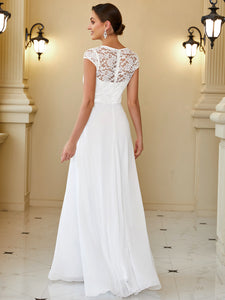 Color=White | Sleeveless Floor Length V Neck Wholesale Bridesmaid dresses-White 2
