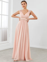 Load image into Gallery viewer, Color=Pink | Sleeveless Floor Length V Neck Wholesale Bridesmaid dresses-Pink 1