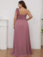 Load image into Gallery viewer, Color=Orchid | One Shoulder Plus Size Chiffon Bridesmaid Dresses For Wholesale-Orchid 2