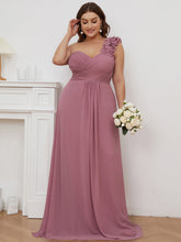 Load image into Gallery viewer, Color=Orchid | One Shoulder Plus Size Chiffon Bridesmaid Dresses For Wholesale-Orchid 4