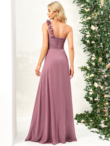 Color=Orchid | Maxi Long One Shoulder Chiffon Bridesmaid Dresses for Wholesale-Orchid 5