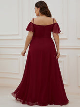 Load image into Gallery viewer, Color=Burgundy | Plain Solid Color Plus Size Wholesale Chiffon Bridesmaid Dress-Burgundy 2