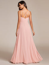 Load image into Gallery viewer, Plunging Neck Split Spaghetti Strap Back X-Cross Bridesmaid Dress