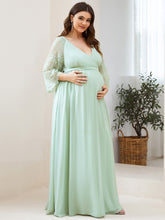 Load image into Gallery viewer, Deep V Neck Wholesale Maternity Dresses with Long See Through Sleeves EY20017