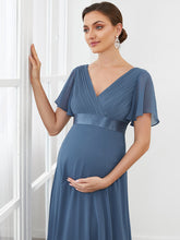 Load image into Gallery viewer, Color=Dusty Navy | Cute and Adorable Deep V-neck Dress for Pregnant Women-Dusty Navy 3