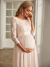Load image into Gallery viewer, Color=Blush | Simple and Elegant Maternity Dress with A-line silhouette-Blush 5
