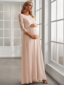 Color=Blush | Simple and Elegant Maternity Dress with A-line silhouette-Blush 1