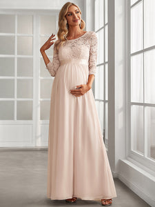 Color=Blush | Simple and Elegant Maternity Dress with A-line silhouette-Blush 4