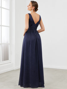 Color=Navy Blue | Classic Style Maxi Long Shiny Prom Dresses For Women Ez07764-Navy Blue 2