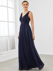 Color=Navy Blue | Classic Style Maxi Long Shiny Prom Dresses For Women Ez07764-Navy Blue 3